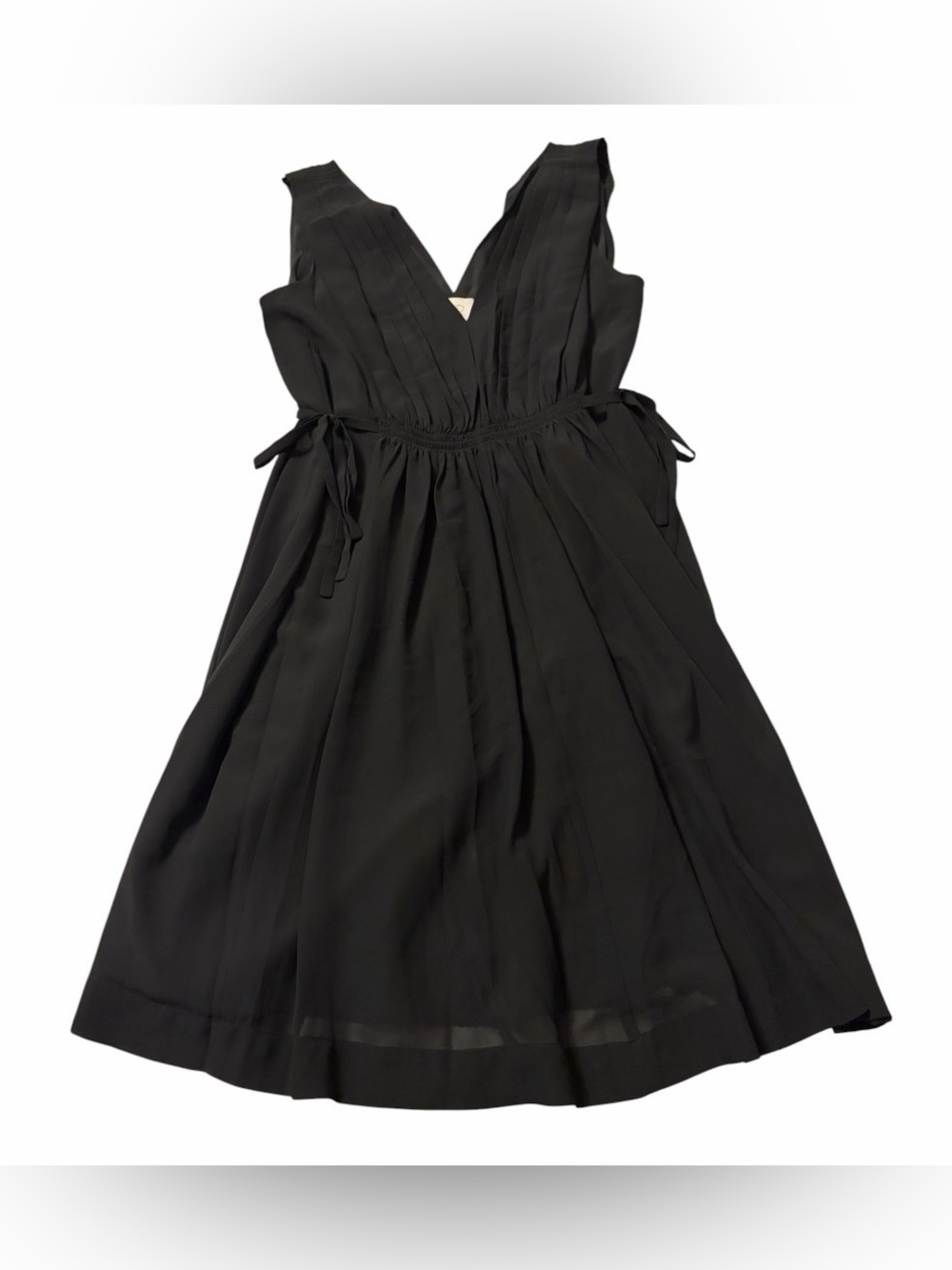 Anthropologie HD in Paris Lavana Dress Black V‑Neck Tie‑Waist Lined Size 12 EUC - Picture 2 of 4